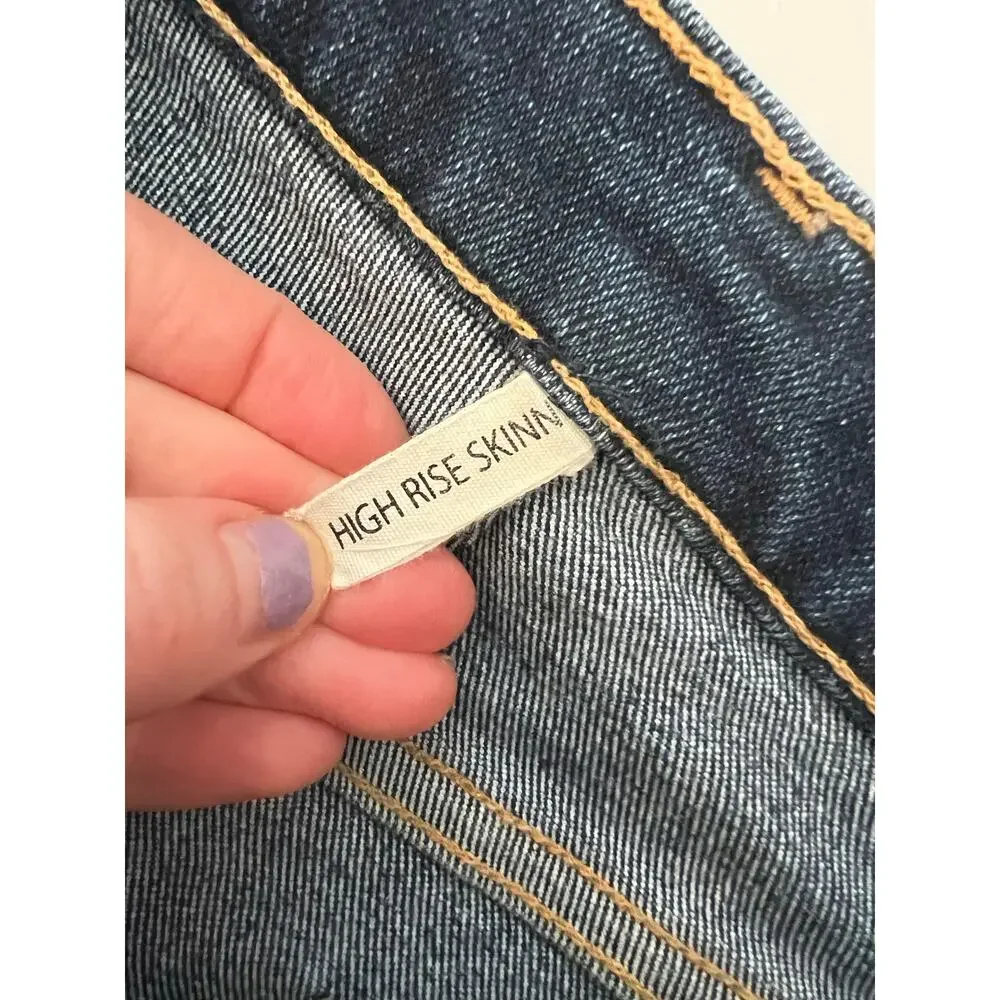 Rag and Bone Dark Wash Skinny Jeans In Shirley High Rise Denim Women's 25 FLAW